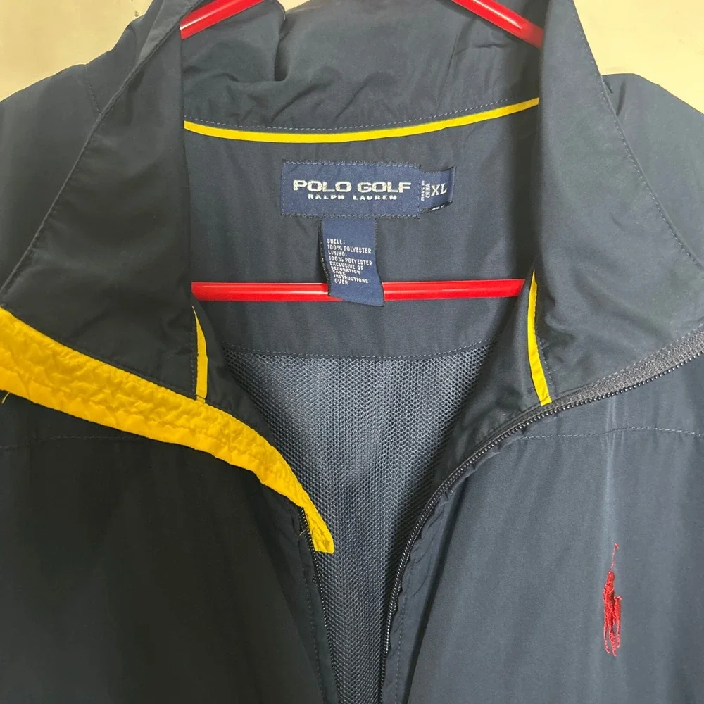 Polo Golf Ralph Lauren Vest Mens XL Navy Blue Vintage red pony horse Full Zip